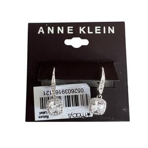 Anne Klein Pave rhinestone CZ hammer back earrings NWT
